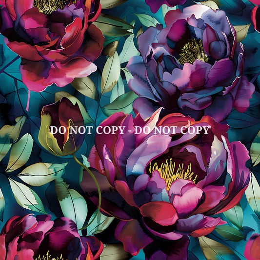BURGUNDY FLOWERS - PATTERN VINYL