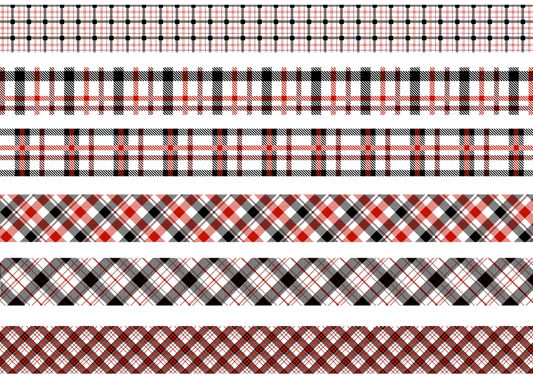 RED, BLACK AND WHITE TARTAN STRIPES - FLAIR SHEET - PINE AND FEATHERS DESIGN