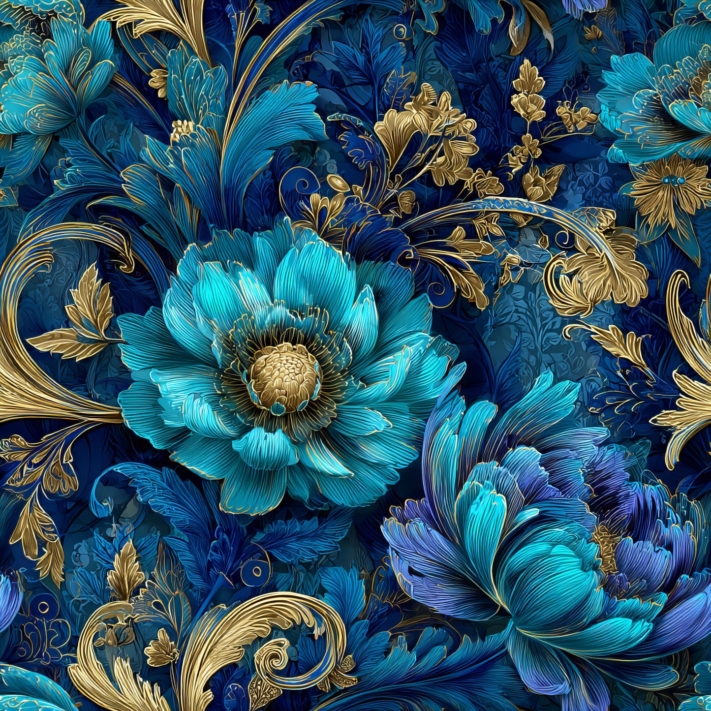 BLUE ORNAMENTAL FLORAL -  MULTIPLE VARIATIONS