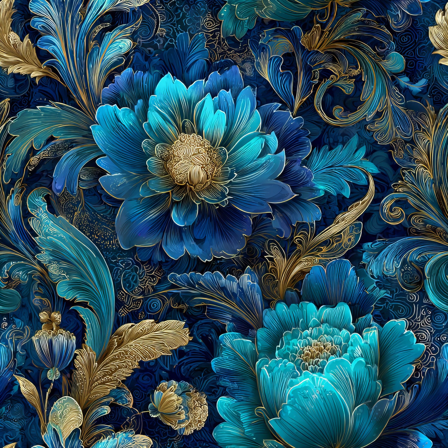 BLUE ORNAMENTAL FLORAL -  MULTIPLE VARIATIONS