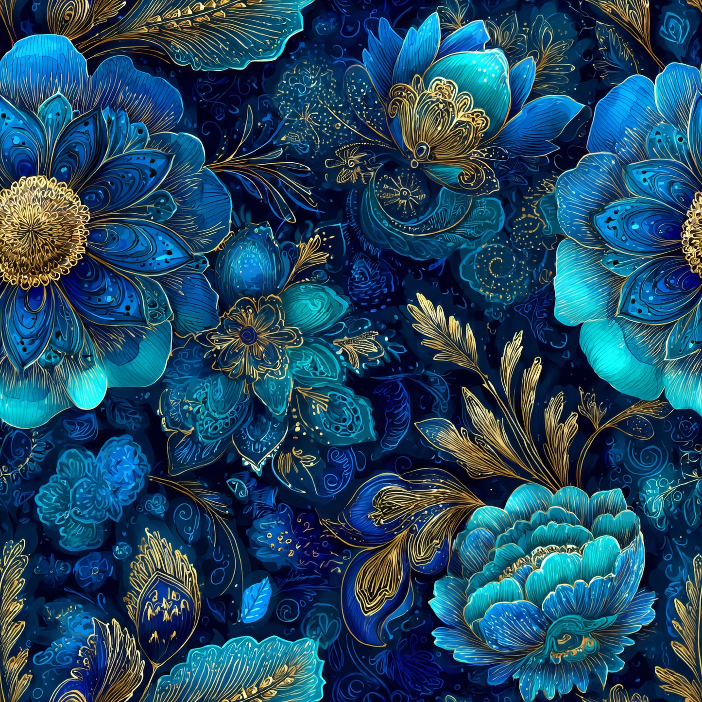BLUE ORNAMENTAL FLORAL -  MULTIPLE VARIATIONS