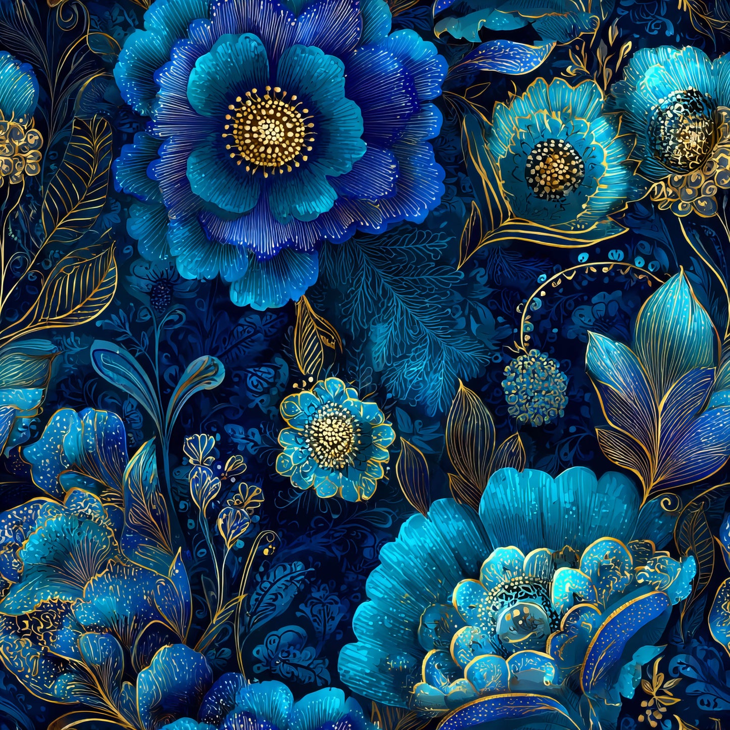BLUE ORNAMENTAL FLORAL -  MULTIPLE VARIATIONS