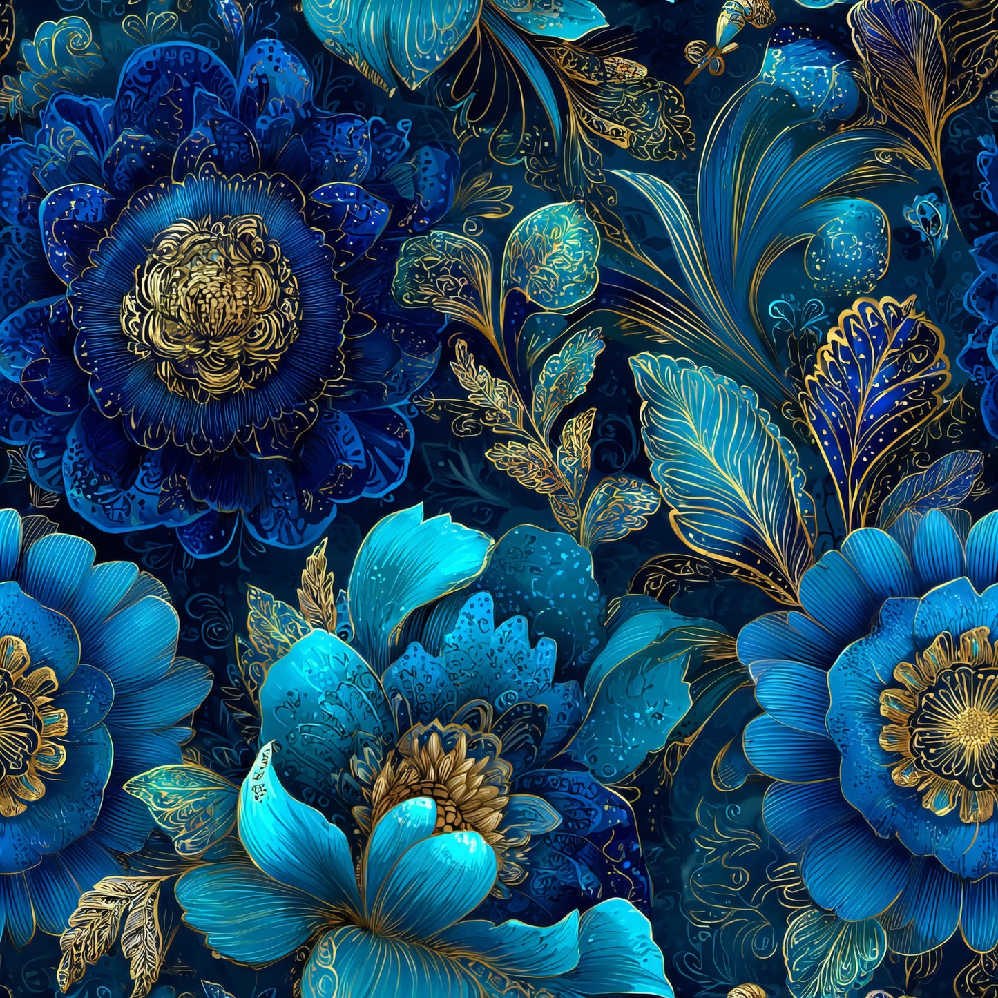 BLUE ORNAMENTAL FLORAL -  MULTIPLE VARIATIONS