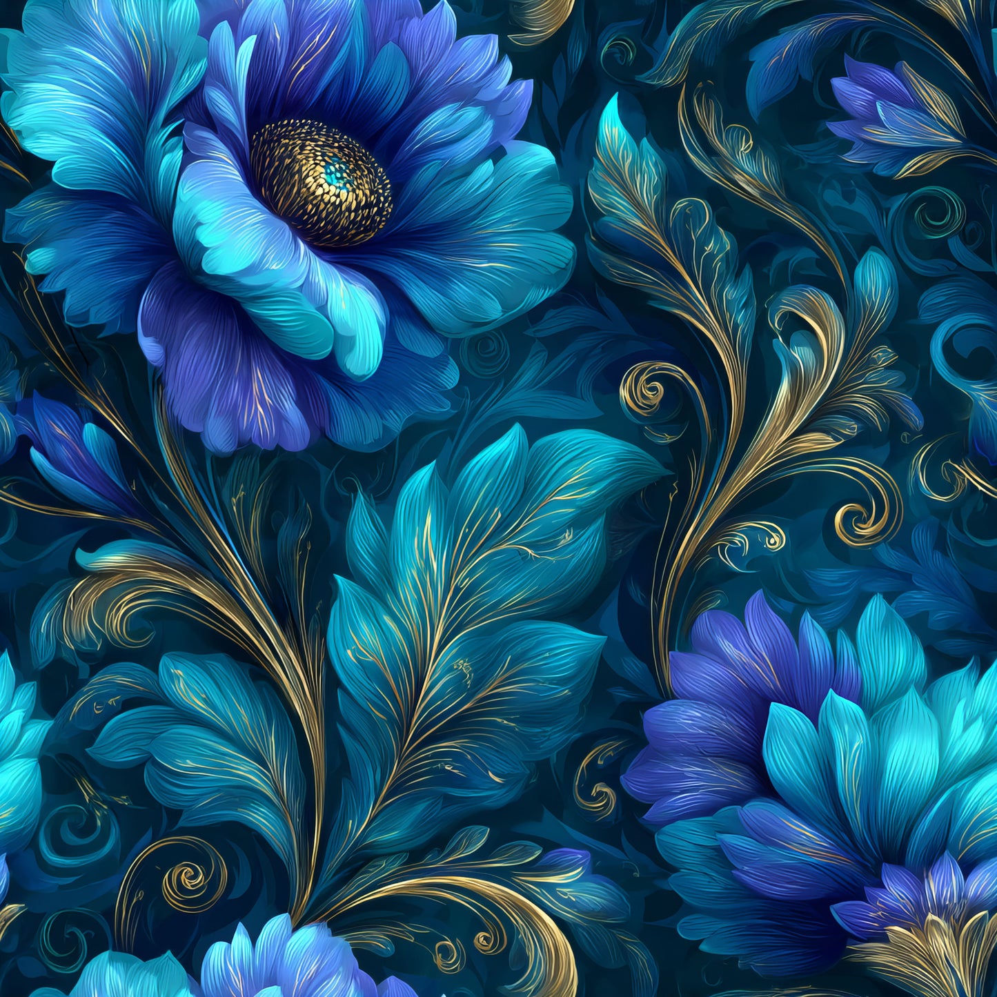 BLUE ORNAMENTAL FLORAL -  MULTIPLE VARIATIONS