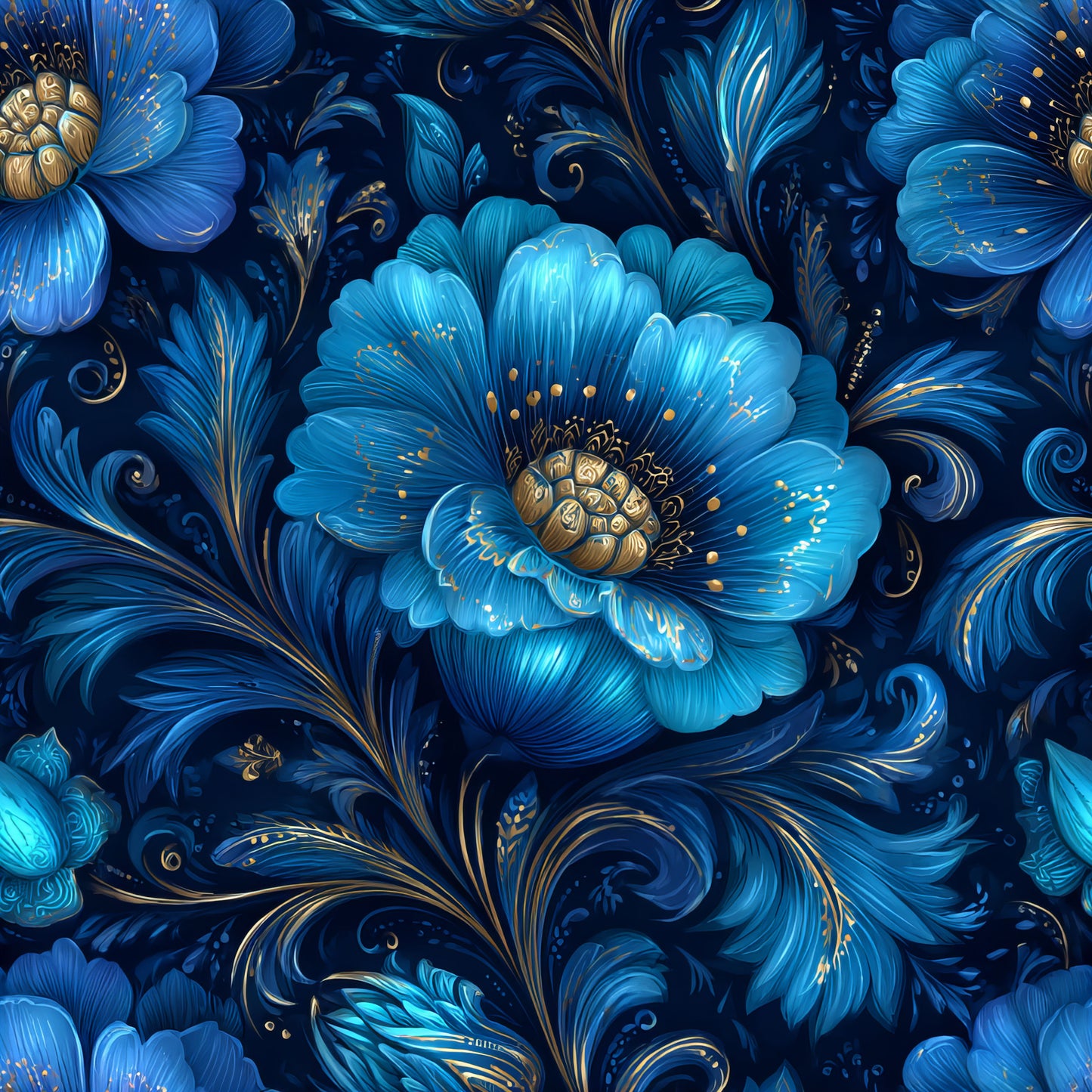 BLUE ORNAMENTAL FLORAL -  MULTIPLE VARIATIONS