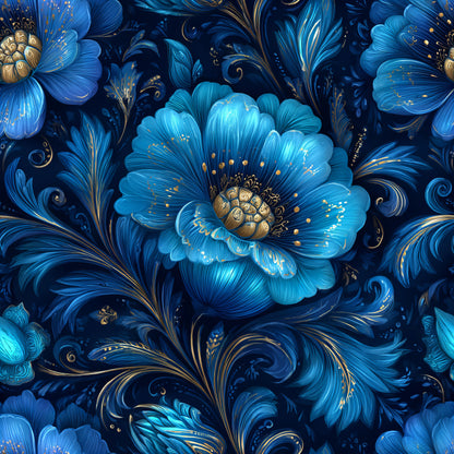 BLUE ORNAMENTAL FLORAL -  MULTIPLE VARIATIONS