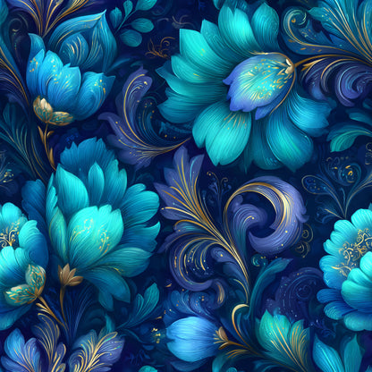 BLUE ORNAMENTAL FLORAL -  MULTIPLE VARIATIONS