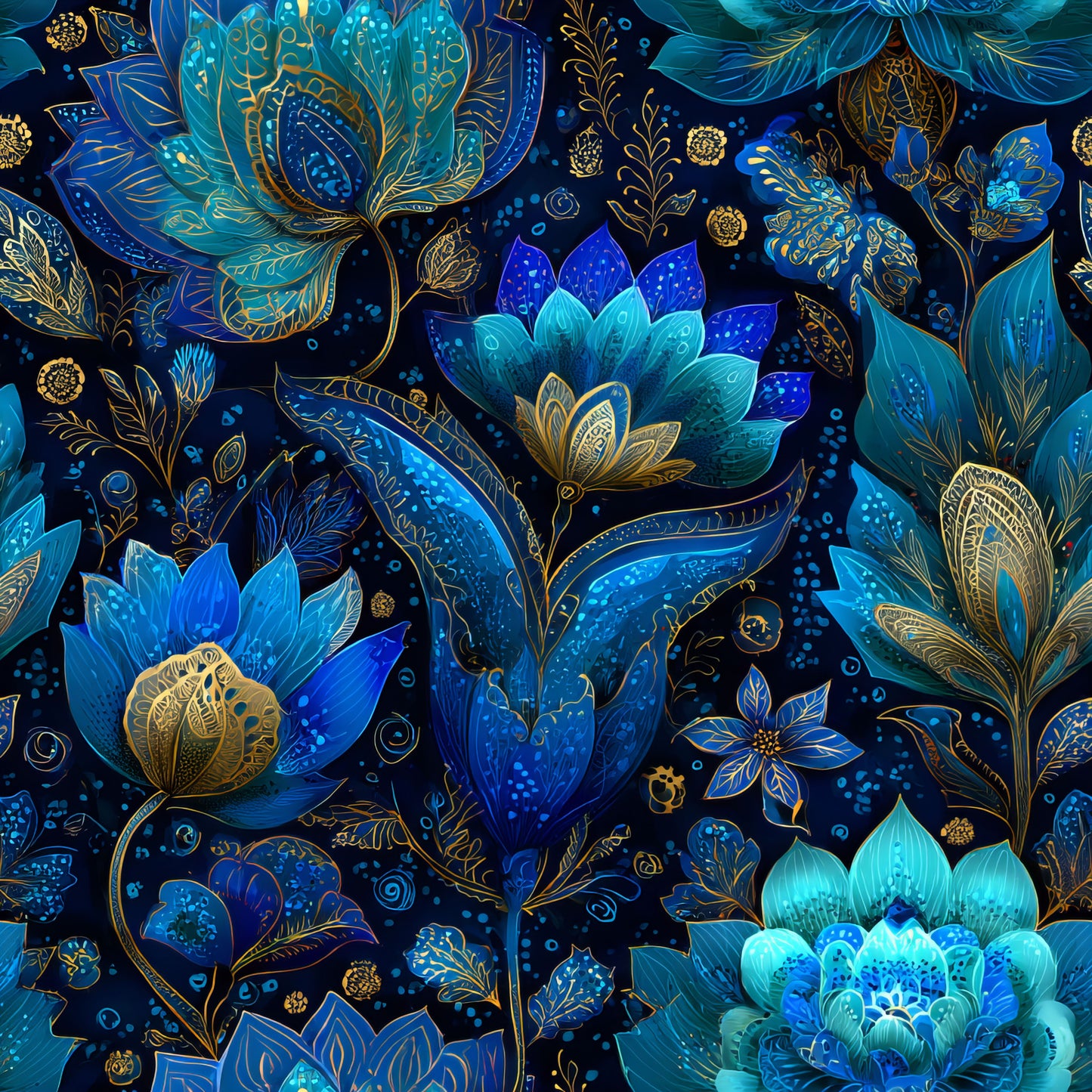 BLUE ORNAMENTAL FLORAL -  MULTIPLE VARIATIONS