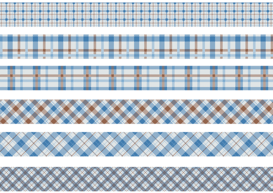 BLUE AND BROWN TARTAN STRIPES - FLAIR SHEET - PINE AND FEATHERS DESIGN