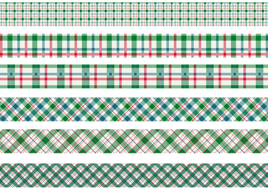 BLUE, GREEN AND RED TARTAN STRIPES - FLAIR SHEET - PINE AND FEATHERS DESIGN