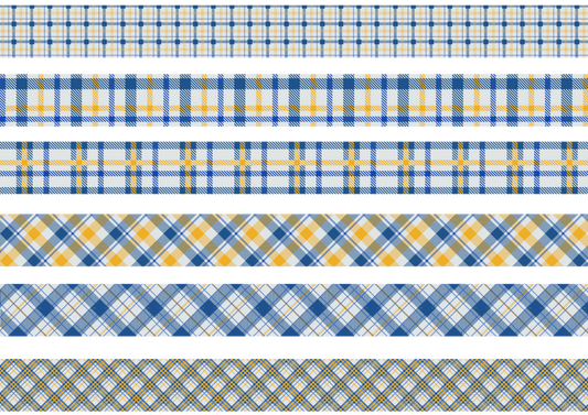 BLUE AND YELLOW TARTAN STRIPES - FLAIR SHEET - PINE AND FEATHERS DESIGN