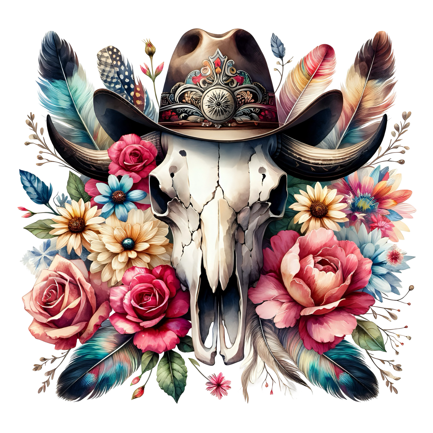 BOHO BULL SKULL - Decals