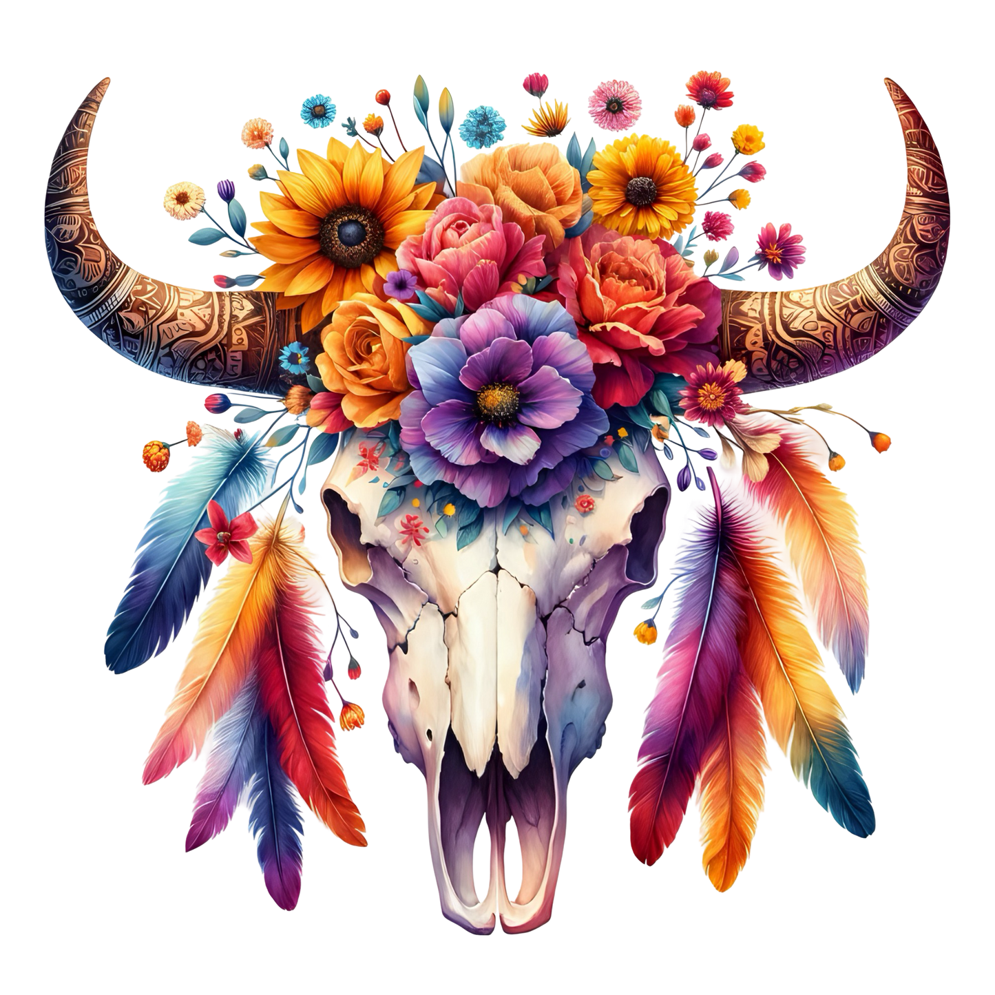 BOHO BULL SKULL - Decals