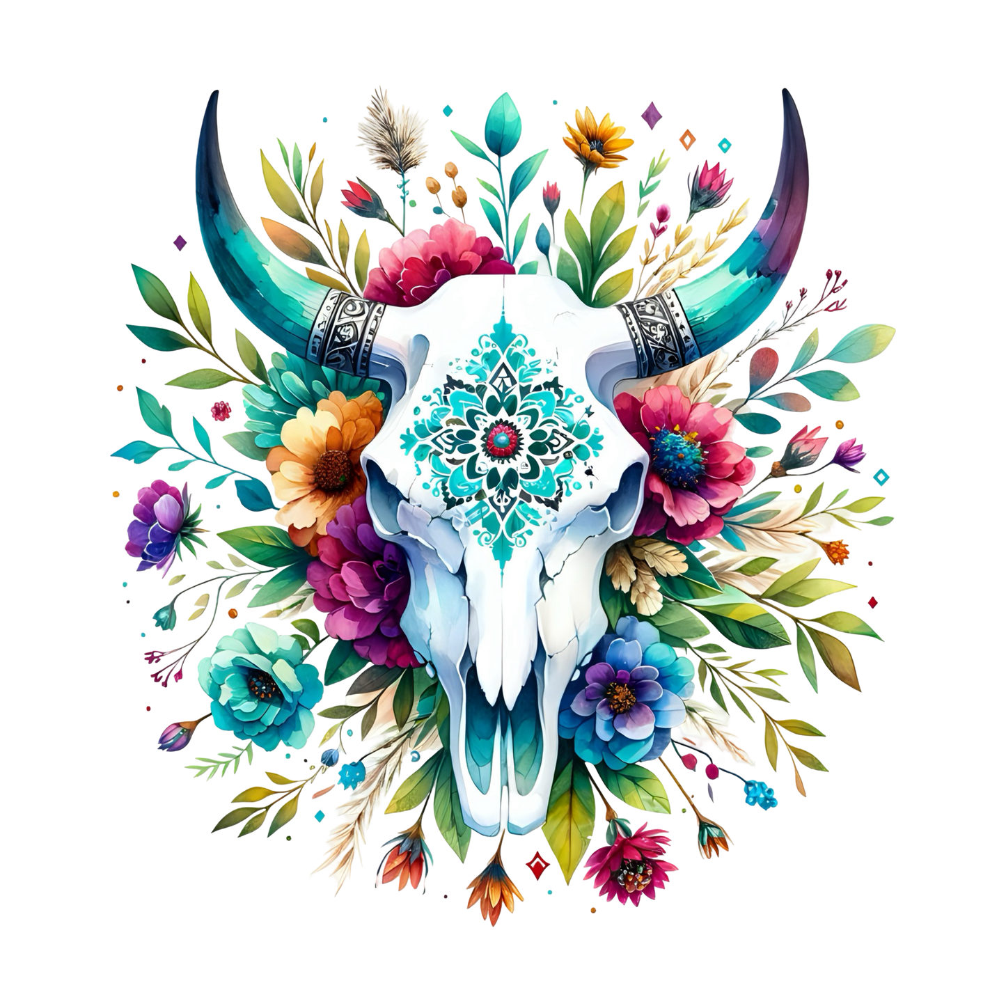 BOHO BULL SKULL - Decals