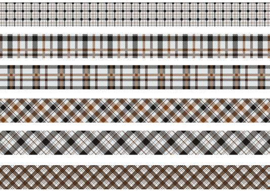 BROWN, BLACK AND TAN TARTAN STRIPES - FLAIR SHEET - PINE AND FEATHERS DESIGN