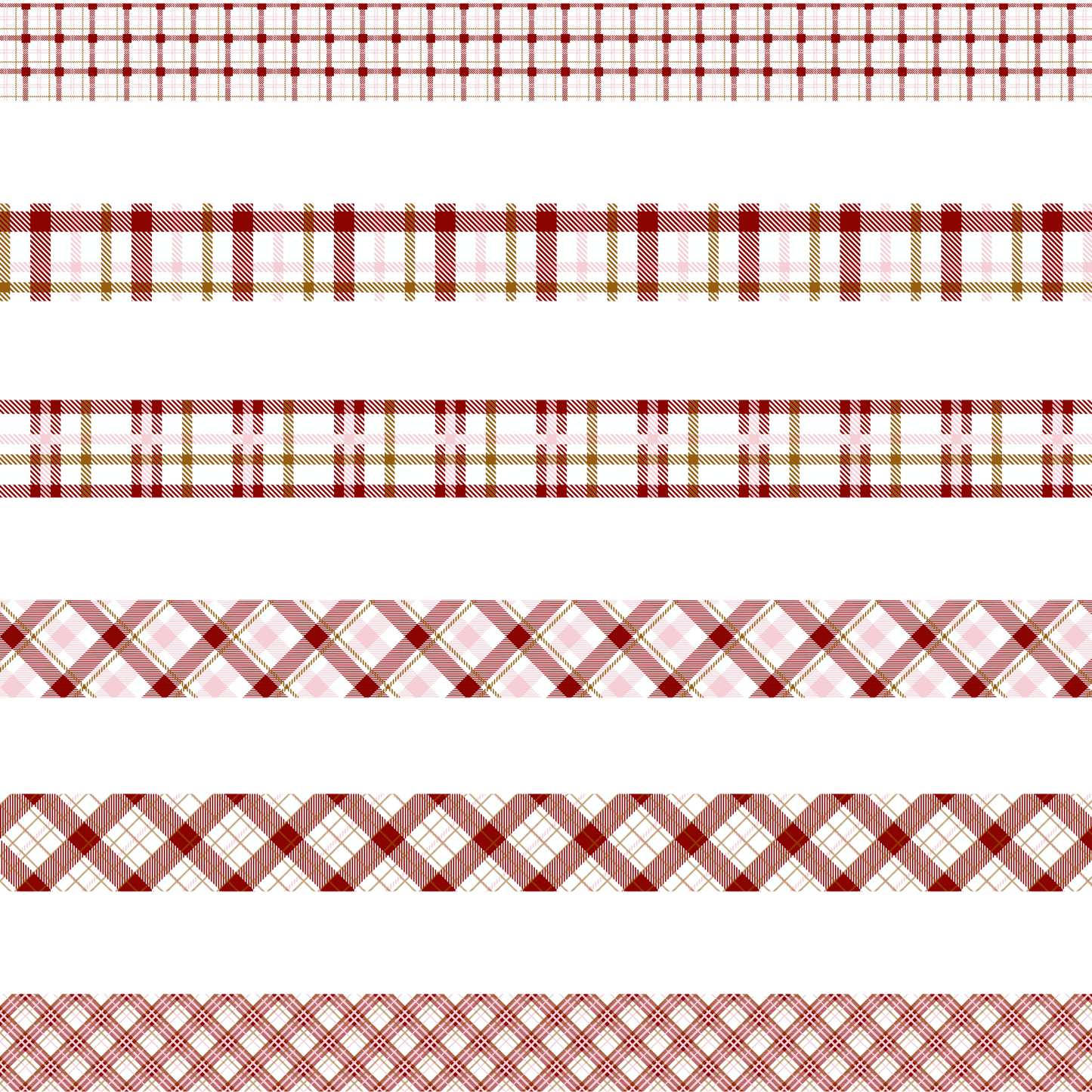 BURGUNDY PINK AND BROWN TARTAN STRIPES - FLAIR SHEET - PINE AND FEATHERS DESIGN