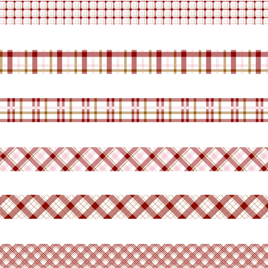 BURGUNDY PINK AND BROWN TARTAN STRIPES - FLAIR SHEET - PINE AND FEATHERS DESIGN