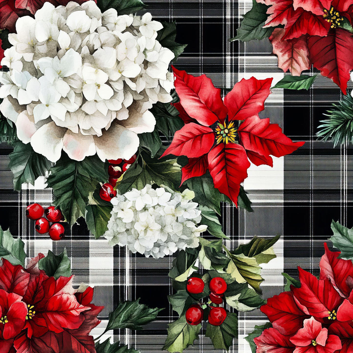 CHRISTMAS BLOOMING PLAID -  MULTIPLE VARIATIONS