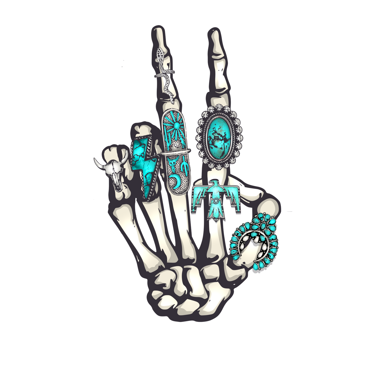 SKELLY TURQUOISE HAND - DECAL
