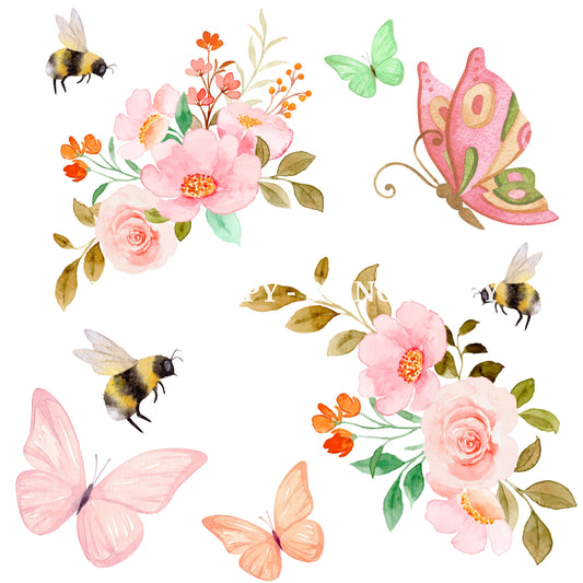 WATERCOLOR PEACH FLORAL - FLAIR SHEET