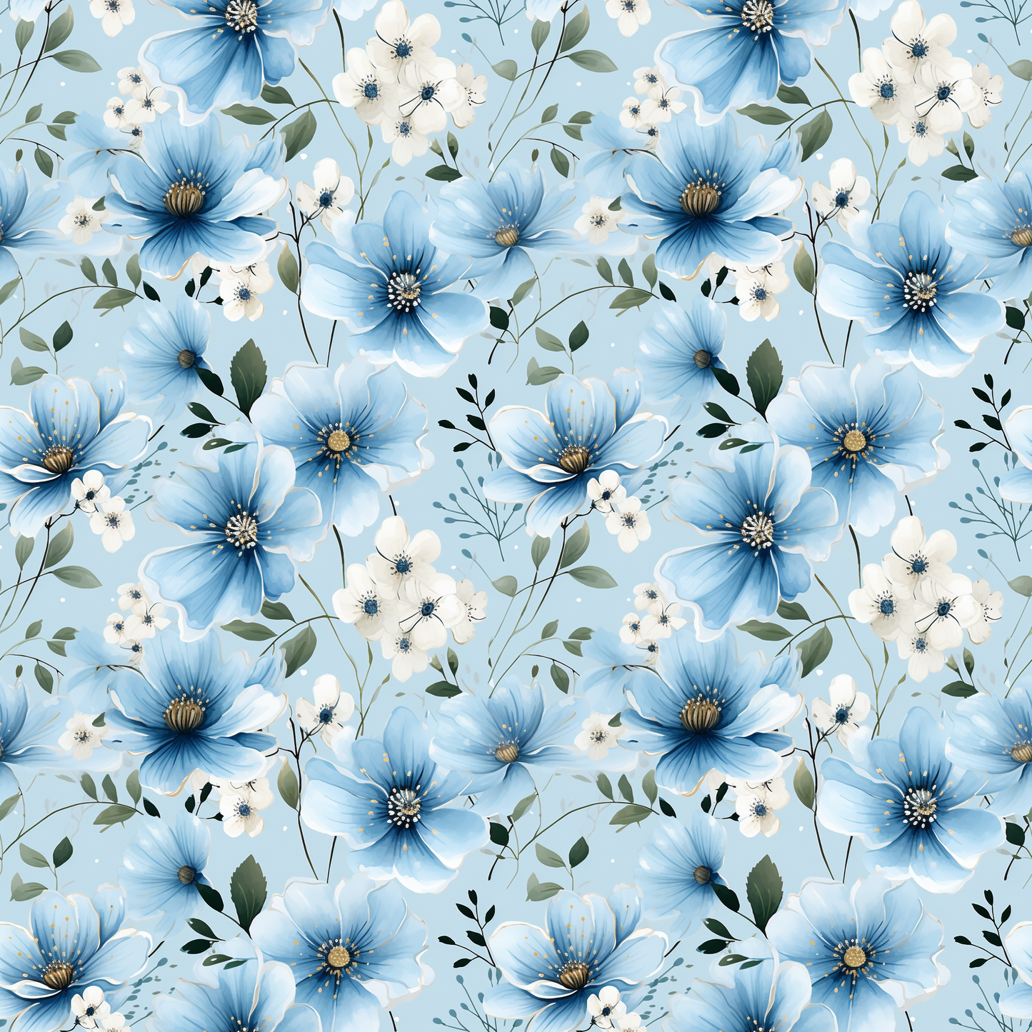 DUSTY BLUE FLOWERS 5