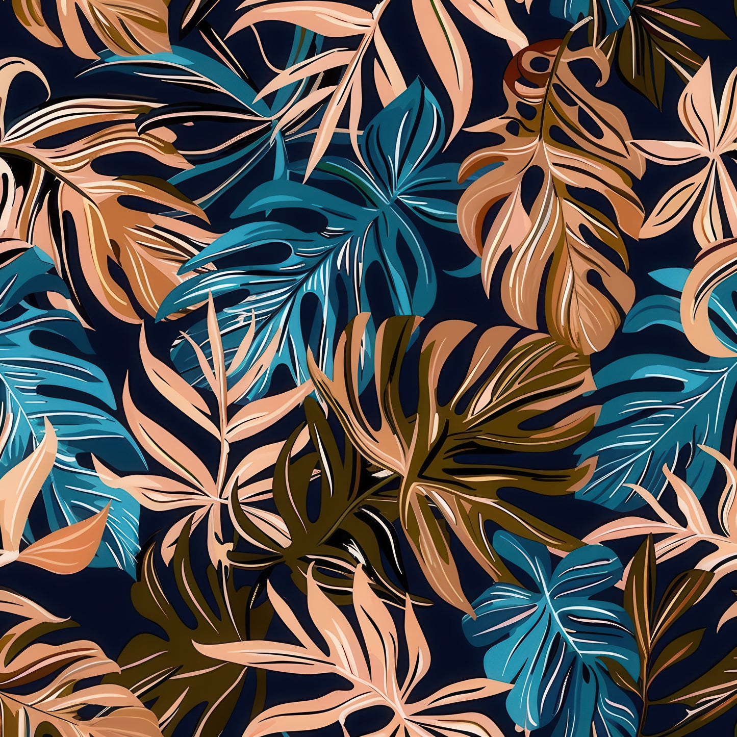 EARTH TONED TROPICAL LEAVES - MULTIPLE VARIATIONS