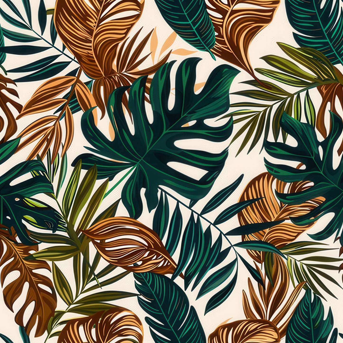 EARTH TONED TROPICAL LEAVES - MULTIPLE VARIATIONS