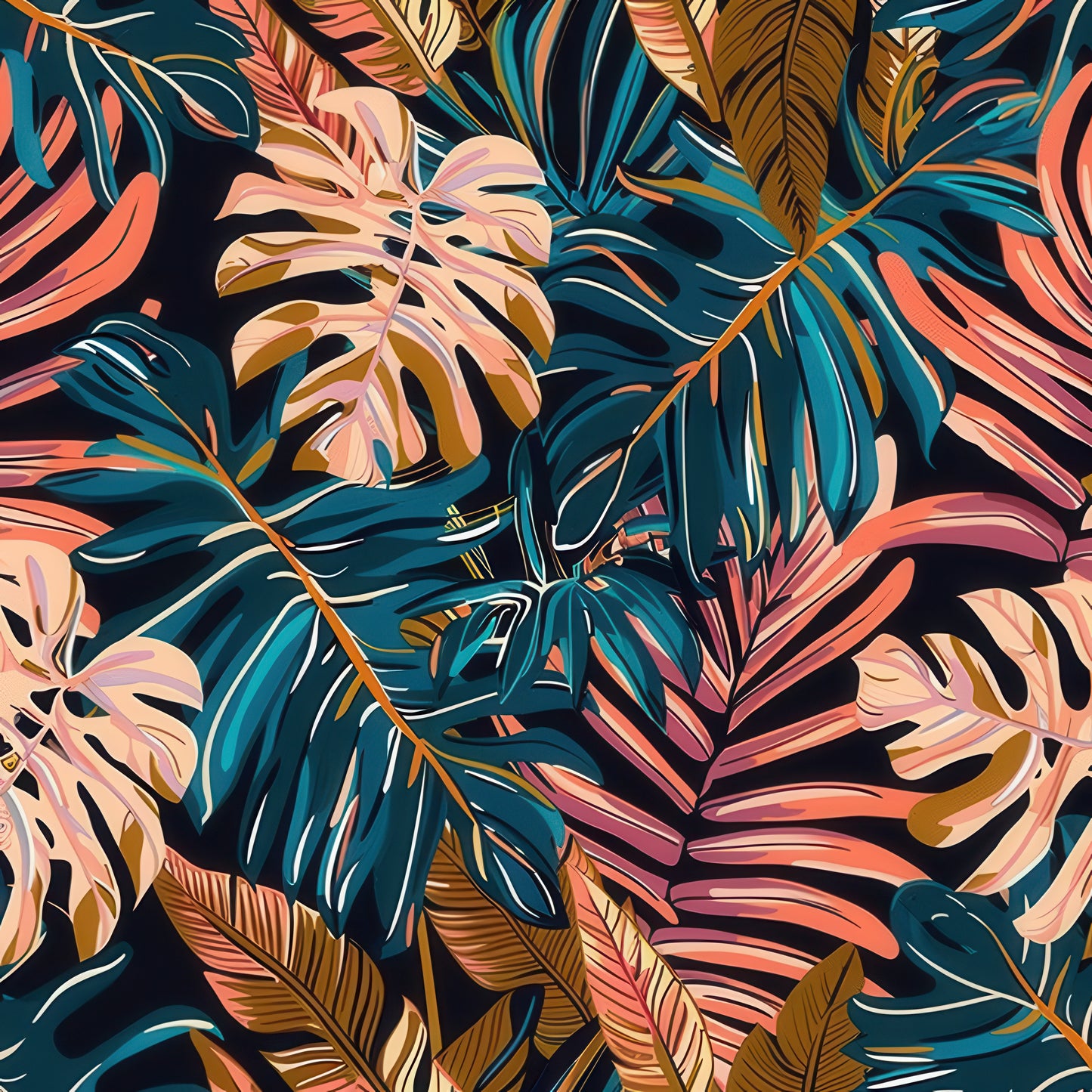 EARTH TONED TROPICAL LEAVES - MULTIPLE VARIATIONS