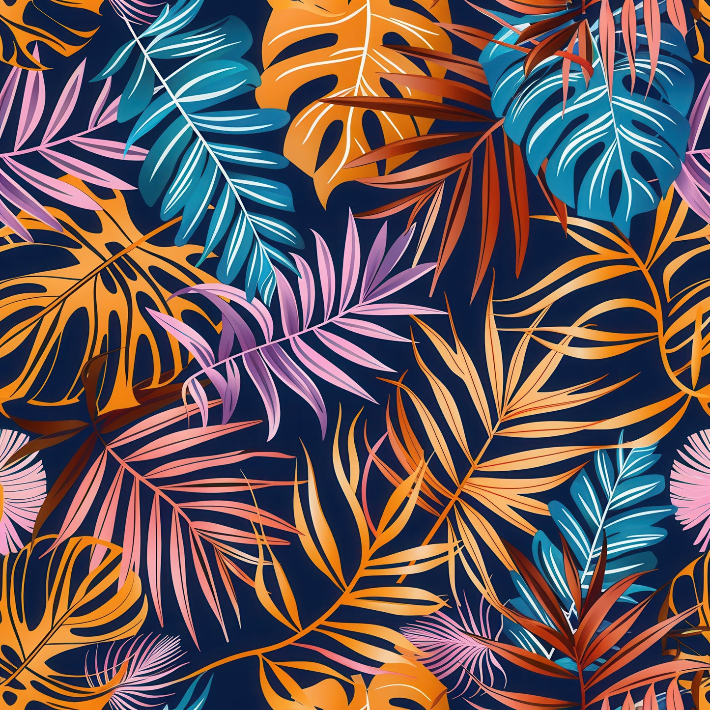 EARTH TONED TROPICAL LEAVES - MULTIPLE VARIATIONS