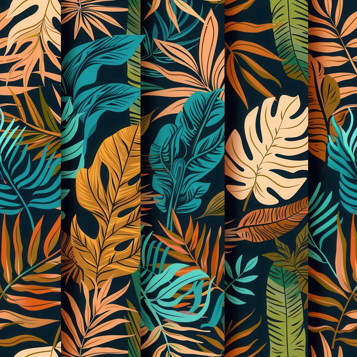 EARTH TONED TROPICAL LEAVES - MULTIPLE VARIATIONS