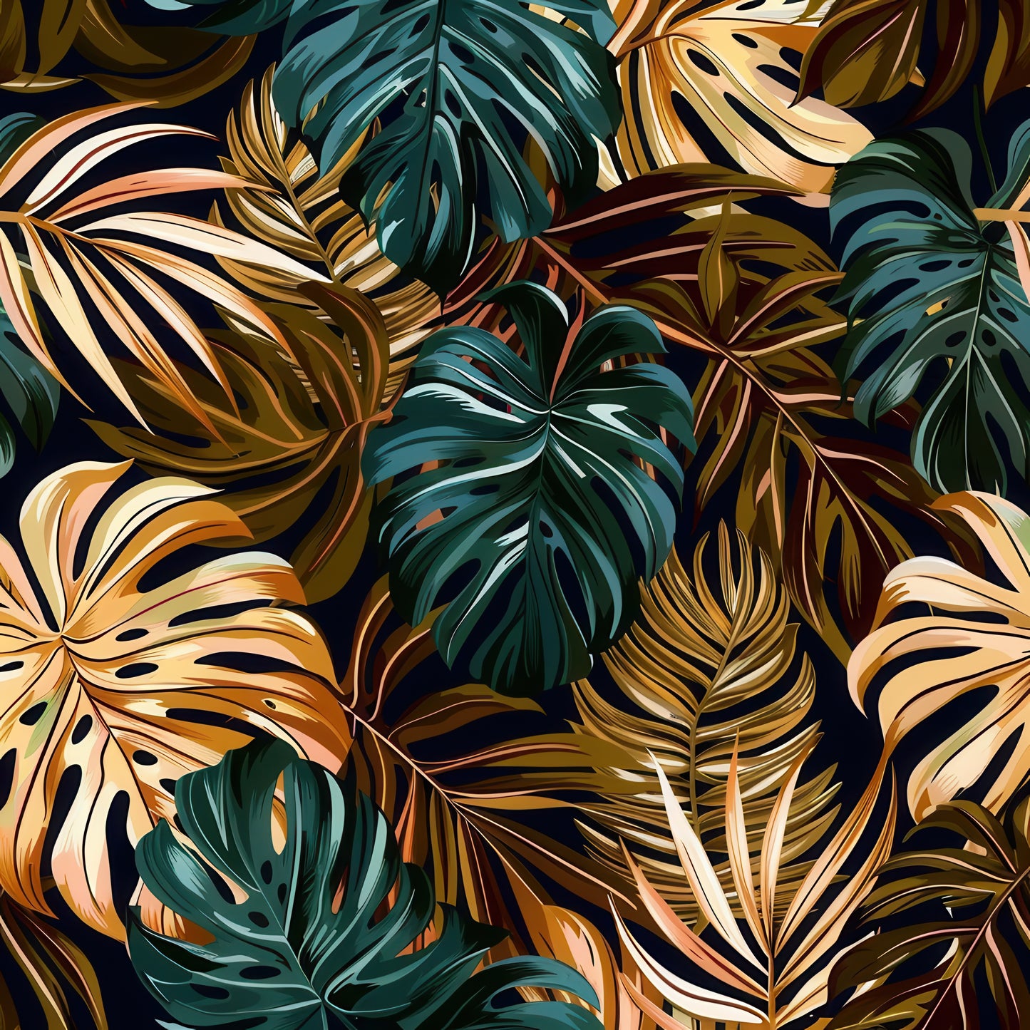 EARTH TONED TROPICAL LEAVES - MULTIPLE VARIATIONS