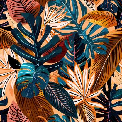 EARTH TONED TROPICAL LEAVES - MULTIPLE VARIATIONS