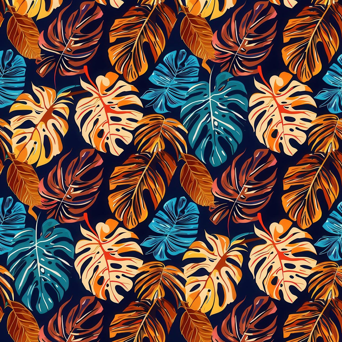 EARTH TONED TROPICAL LEAVES - MULTIPLE VARIATIONS