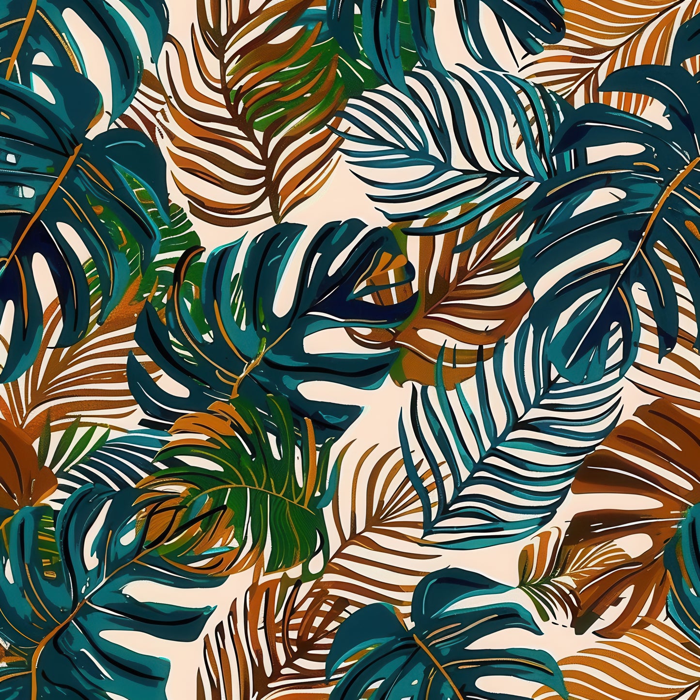 EARTH TONED TROPICAL LEAVES - MULTIPLE VARIATIONS