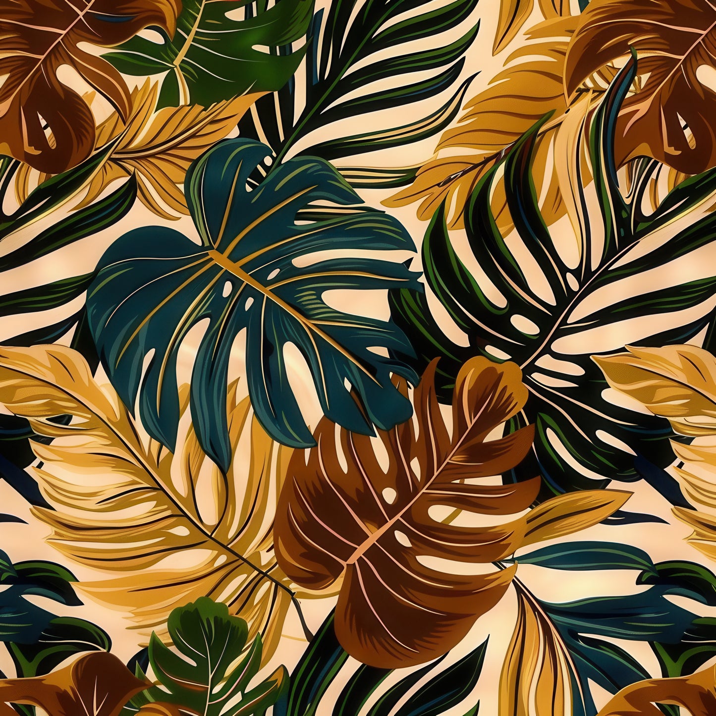 EARTH TONED TROPICAL LEAVES - MULTIPLE VARIATIONS