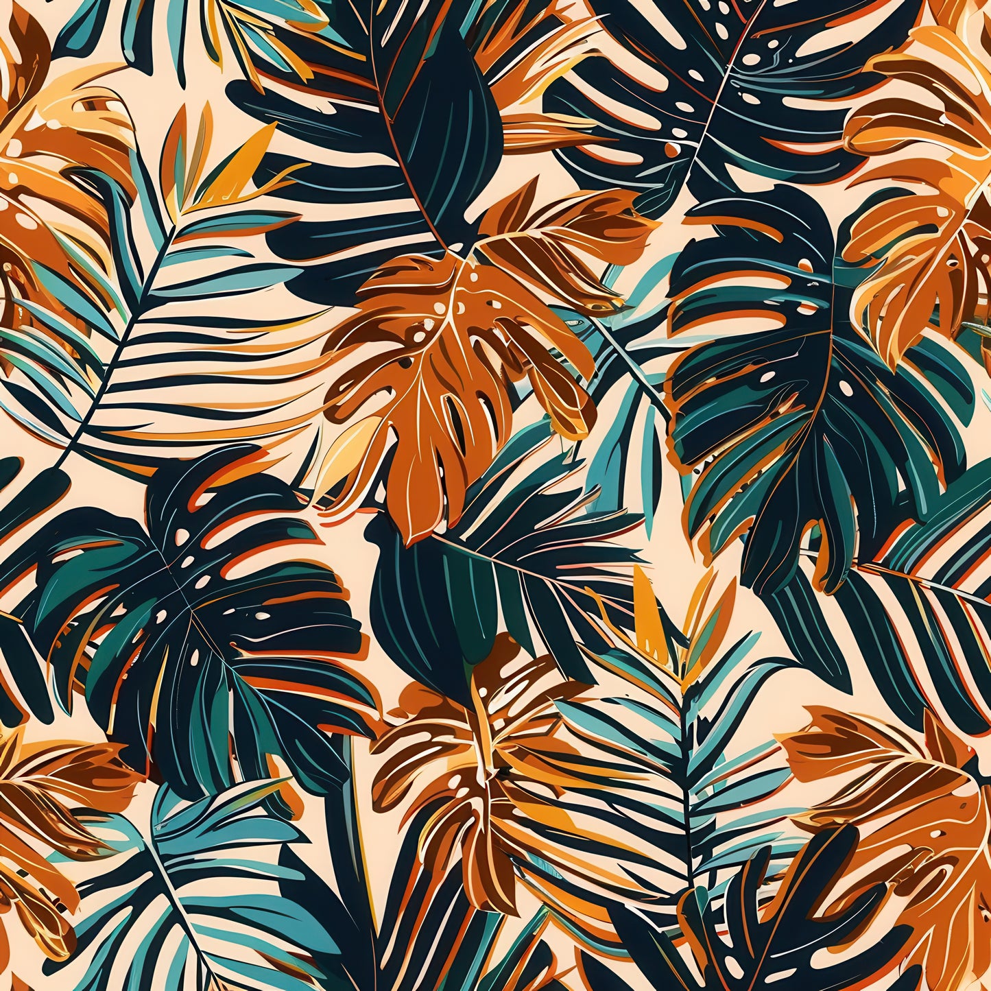 EARTH TONED TROPICAL LEAVES - MULTIPLE VARIATIONS