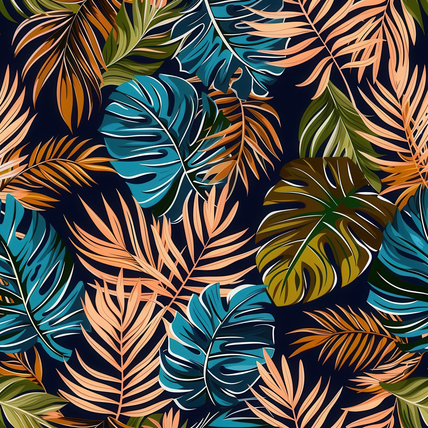 EARTH TONED TROPICAL LEAVES - MULTIPLE VARIATIONS