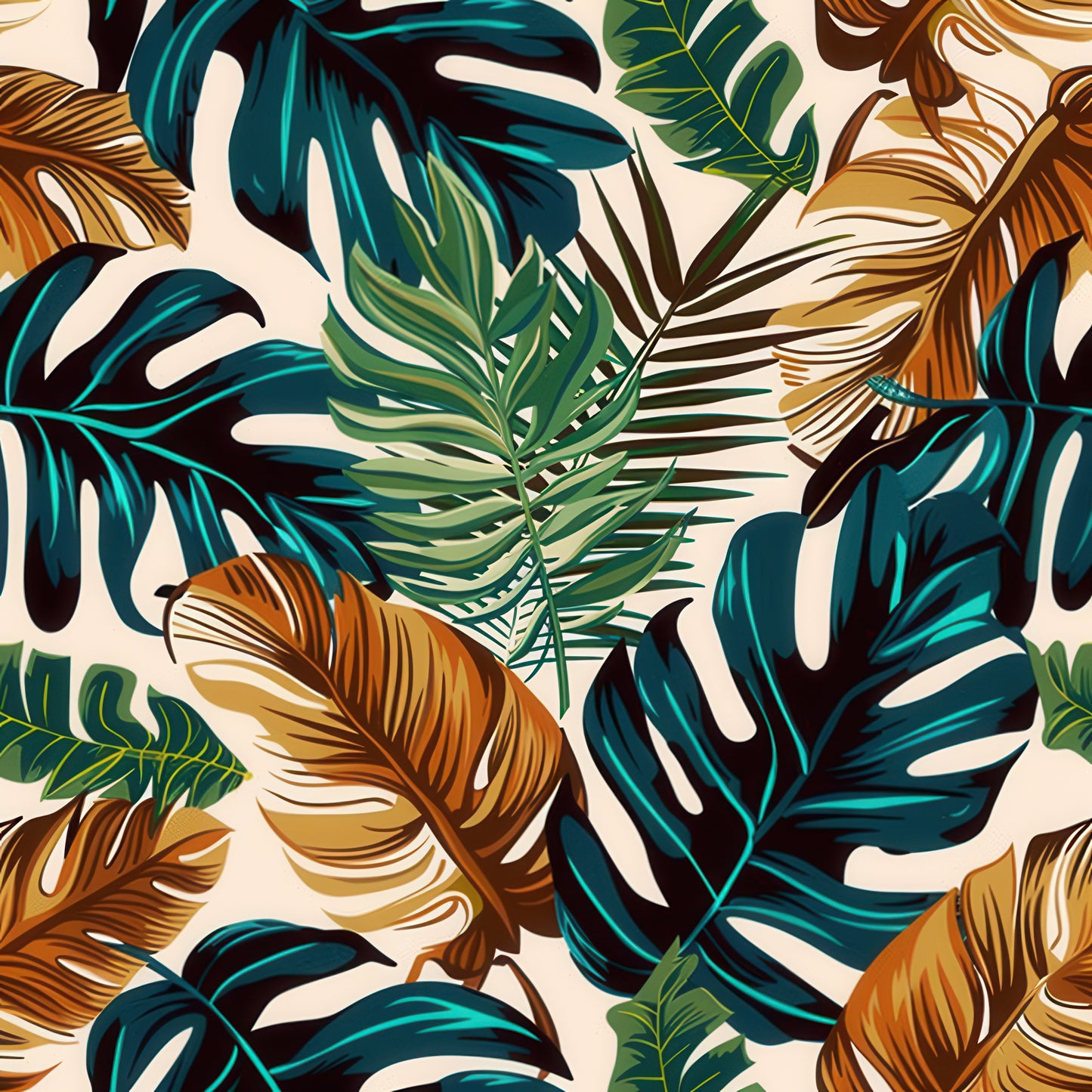 EARTH TONED TROPICAL LEAVES - MULTIPLE VARIATIONS