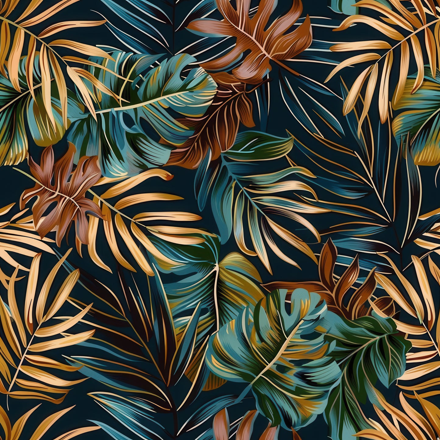 EARTH TONED TROPICAL LEAVES - MULTIPLE VARIATIONS