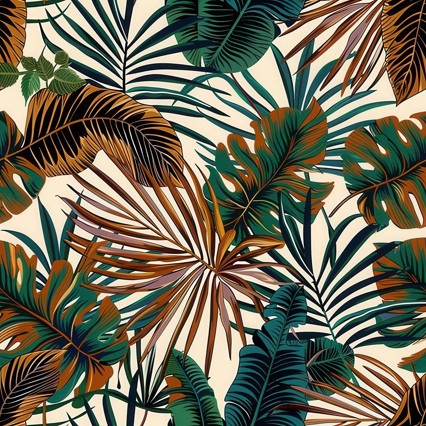 EARTH TONED TROPICAL LEAVES - MULTIPLE VARIATIONS