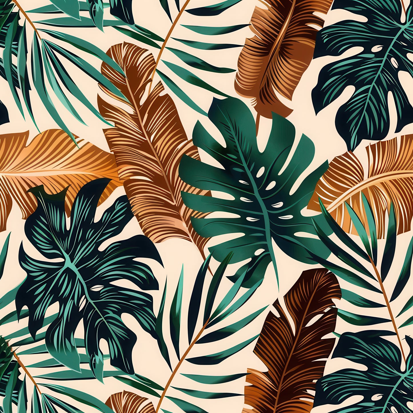 EARTH TONED TROPICAL LEAVES - MULTIPLE VARIATIONS