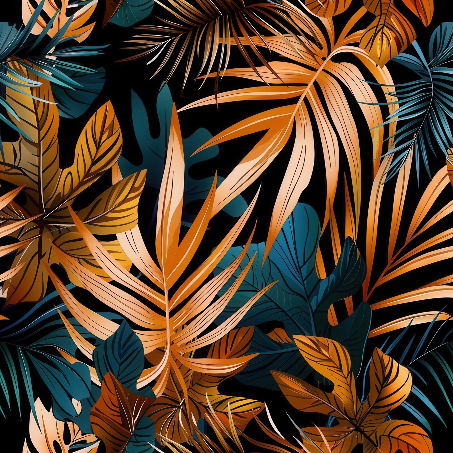 EARTH TONED TROPICAL LEAVES - MULTIPLE VARIATIONS