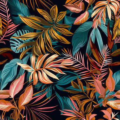 EARTH TONED TROPICAL LEAVES - MULTIPLE VARIATIONS