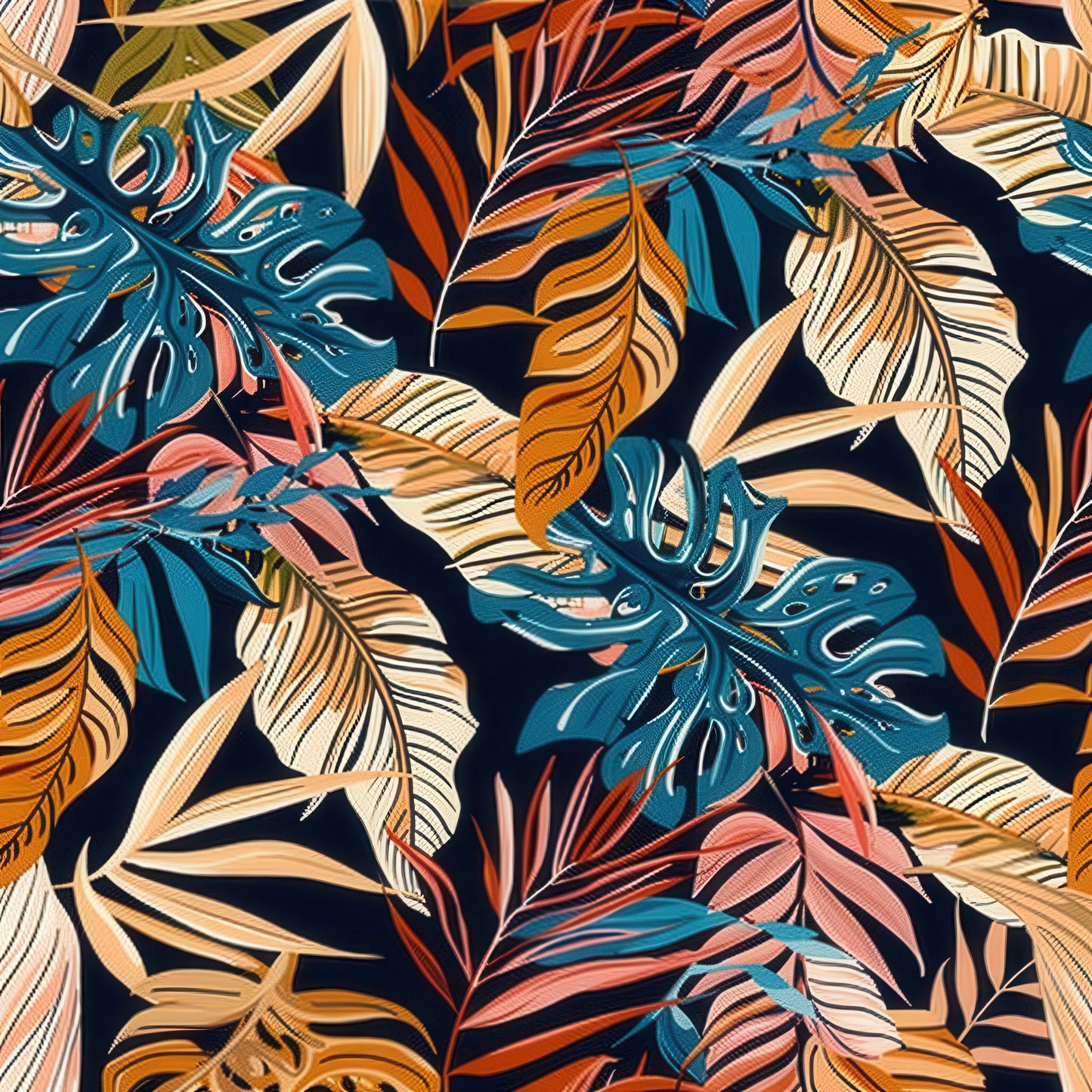 EARTH TONED TROPICAL LEAVES - MULTIPLE VARIATIONS