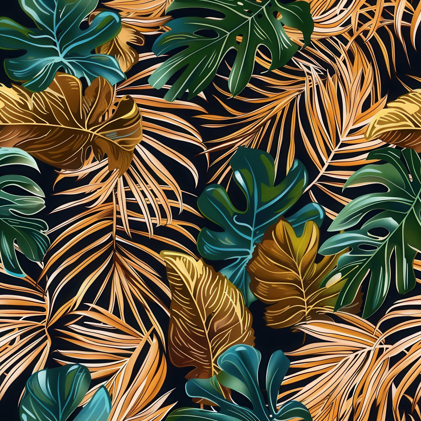 EARTH TONED TROPICAL LEAVES - MULTIPLE VARIATIONS