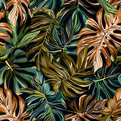 EARTH TONED TROPICAL LEAVES - MULTIPLE VARIATIONS