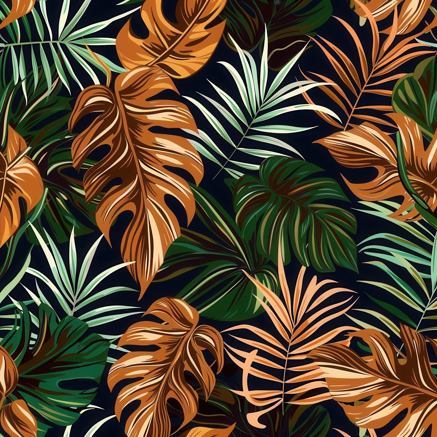 EARTH TONED TROPICAL LEAVES - MULTIPLE VARIATIONS