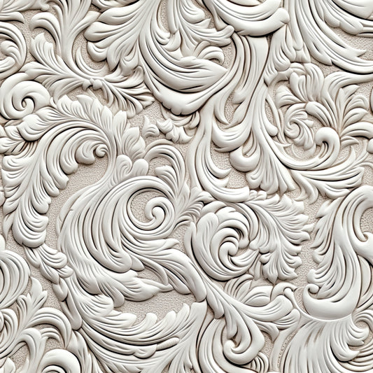 EMBOSSED WHITE LEATHER - PATTERN VINYL
