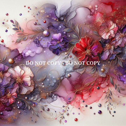 HOLOGRAPHIC FLORAL ALCOHOL INK - MULTIPLE VARIATIONS