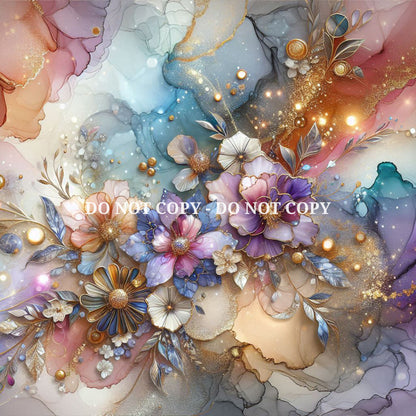 HOLOGRAPHIC FLORAL ALCOHOL INK - MULTIPLE VARIATIONS